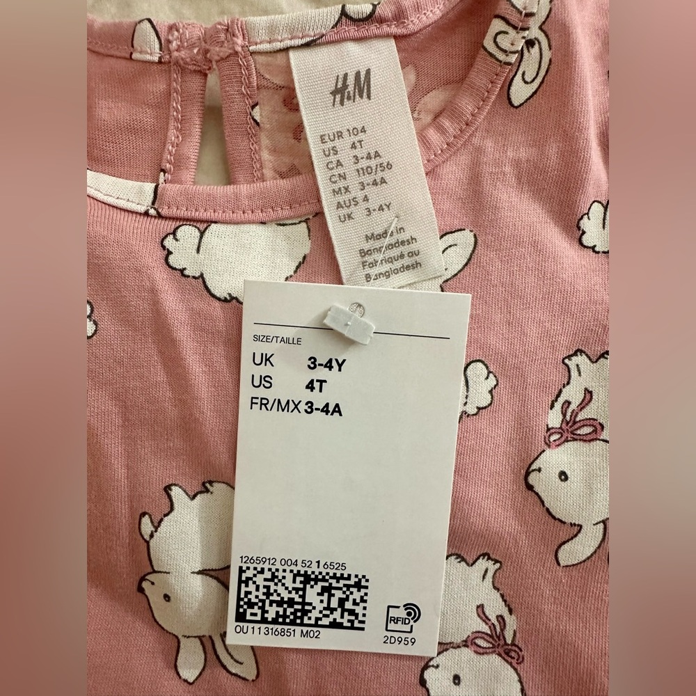 H&M Girls Summer Dress | Size 4T Years | Bunny & Colorful Flowers - Picture 3 of 4